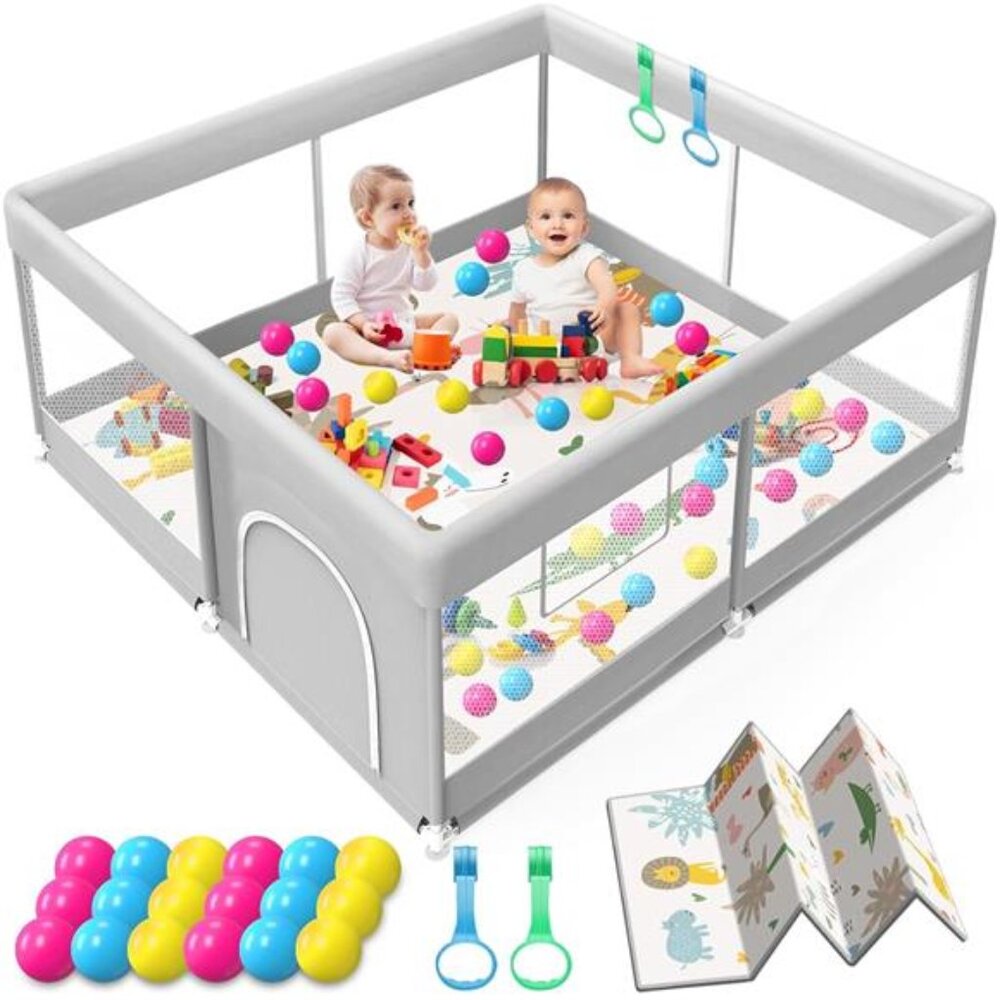 Baby Playpen with Mat, 50x50 Inch Playpen with Mat Waterproof for Babies